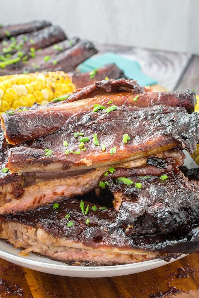Hickory-Smoked Chargrilled Beef Ribs with Tangy BBQ Glaze