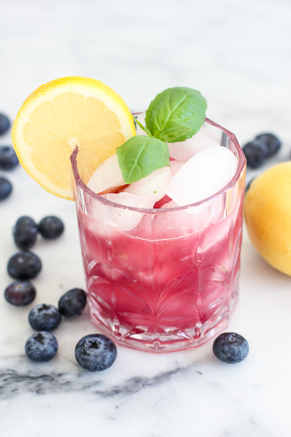 Muddled Blueberry Basil Gin Smash