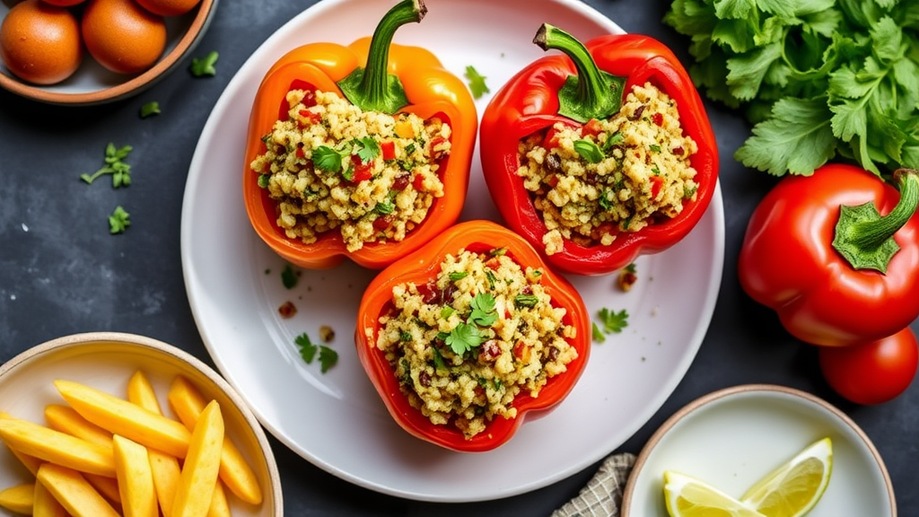 Herbed Quinoa Stuffed Bell Peppers