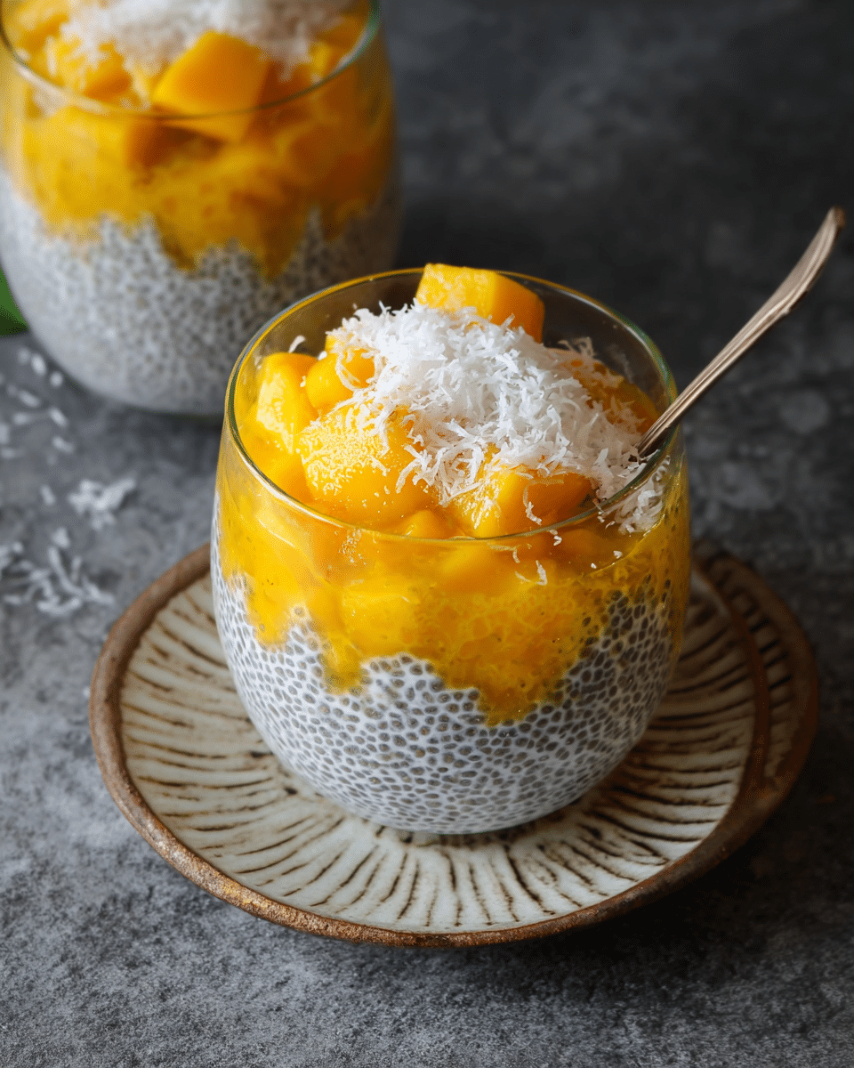 No-Bake Coconut Lime Chia Pudding with Mango