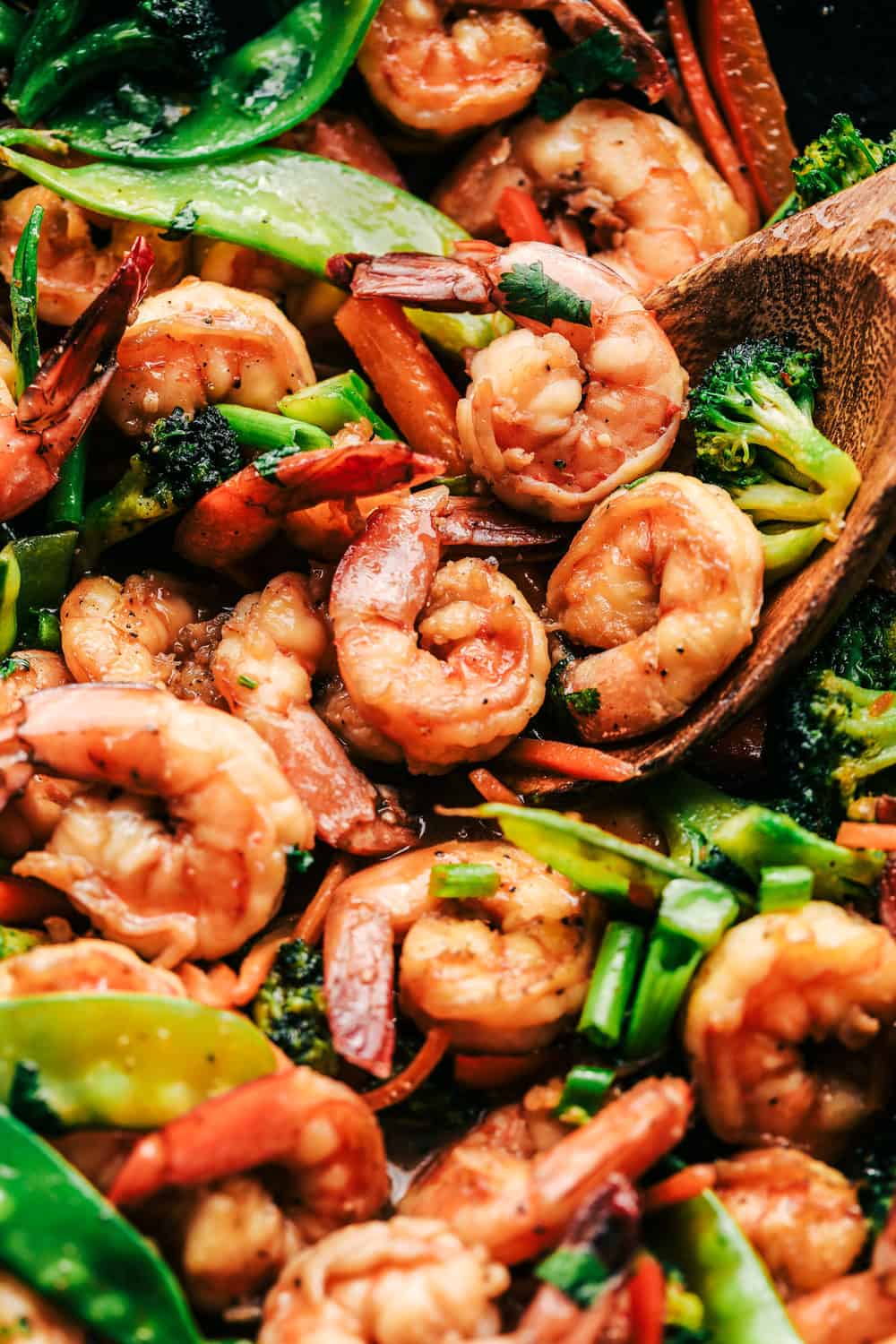 Stir-Fried Shrimp Rice Rolls with Sesame Chicken Glaze