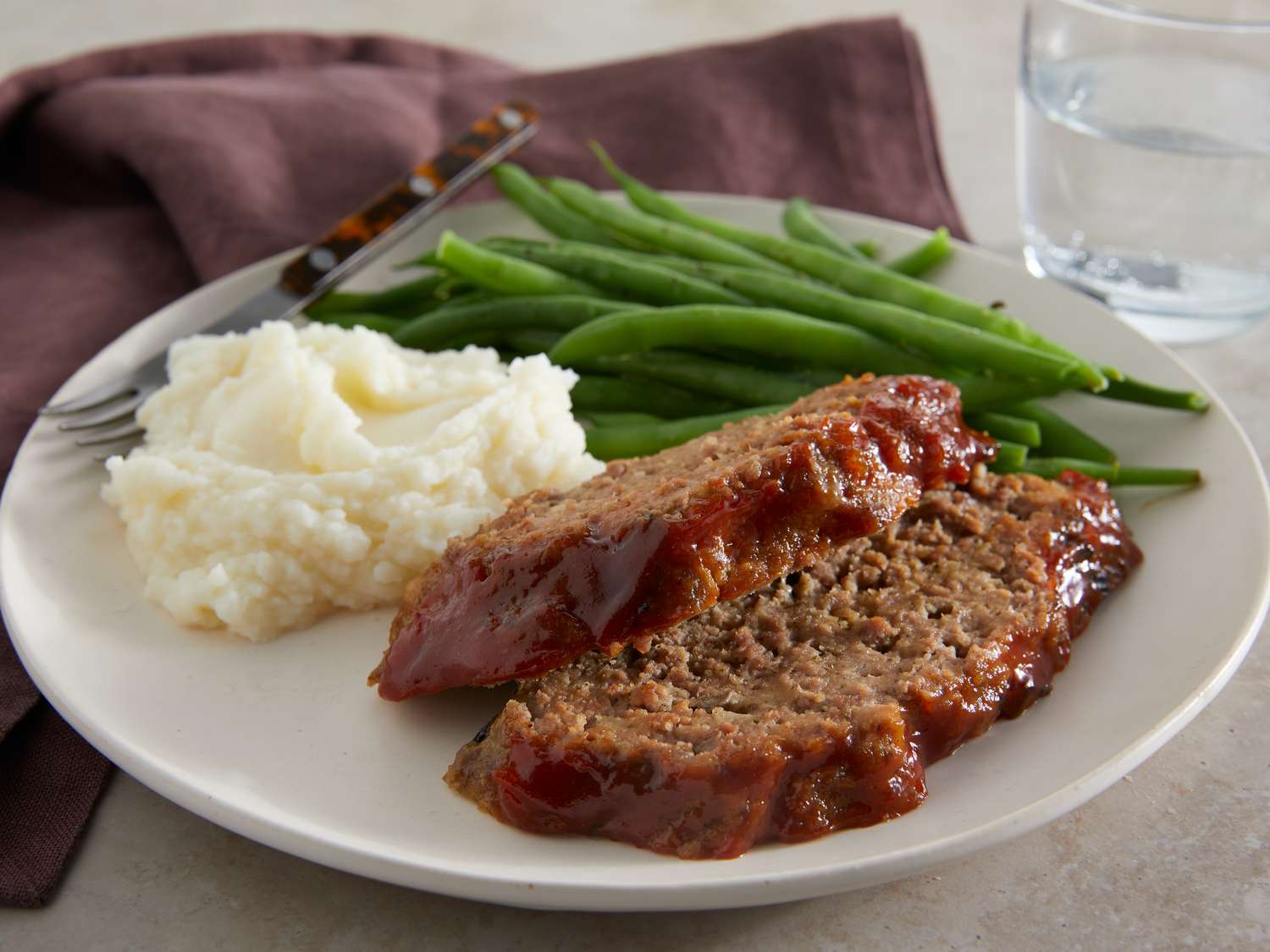 Smoky Bourbon-Glazed Meatloaf with Roasted Garlic Mashed Potatoes