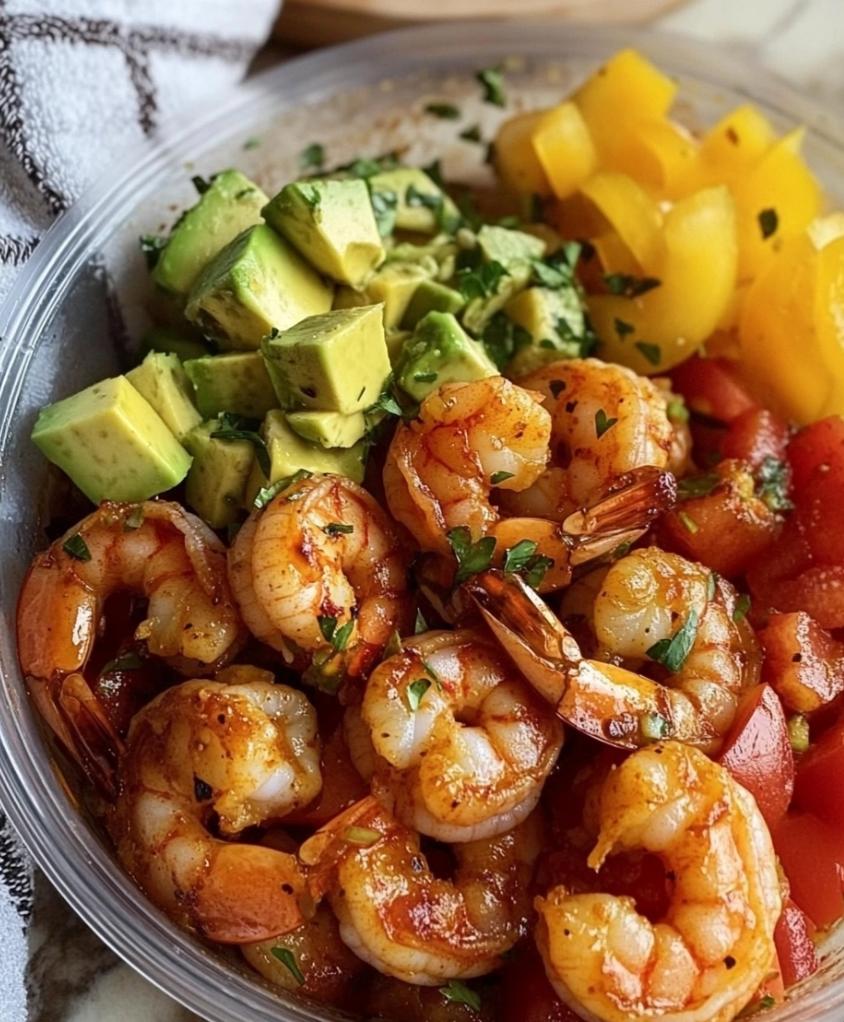 Creamy Avocado Shrimp Zoodle Bowl