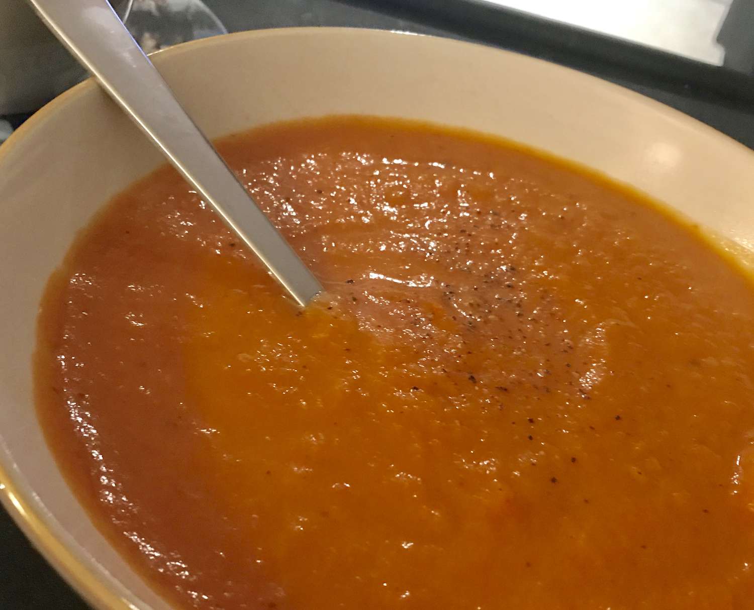 Roasted Carrot and Red Pepper Soup with Garlic and Smoked Paprika