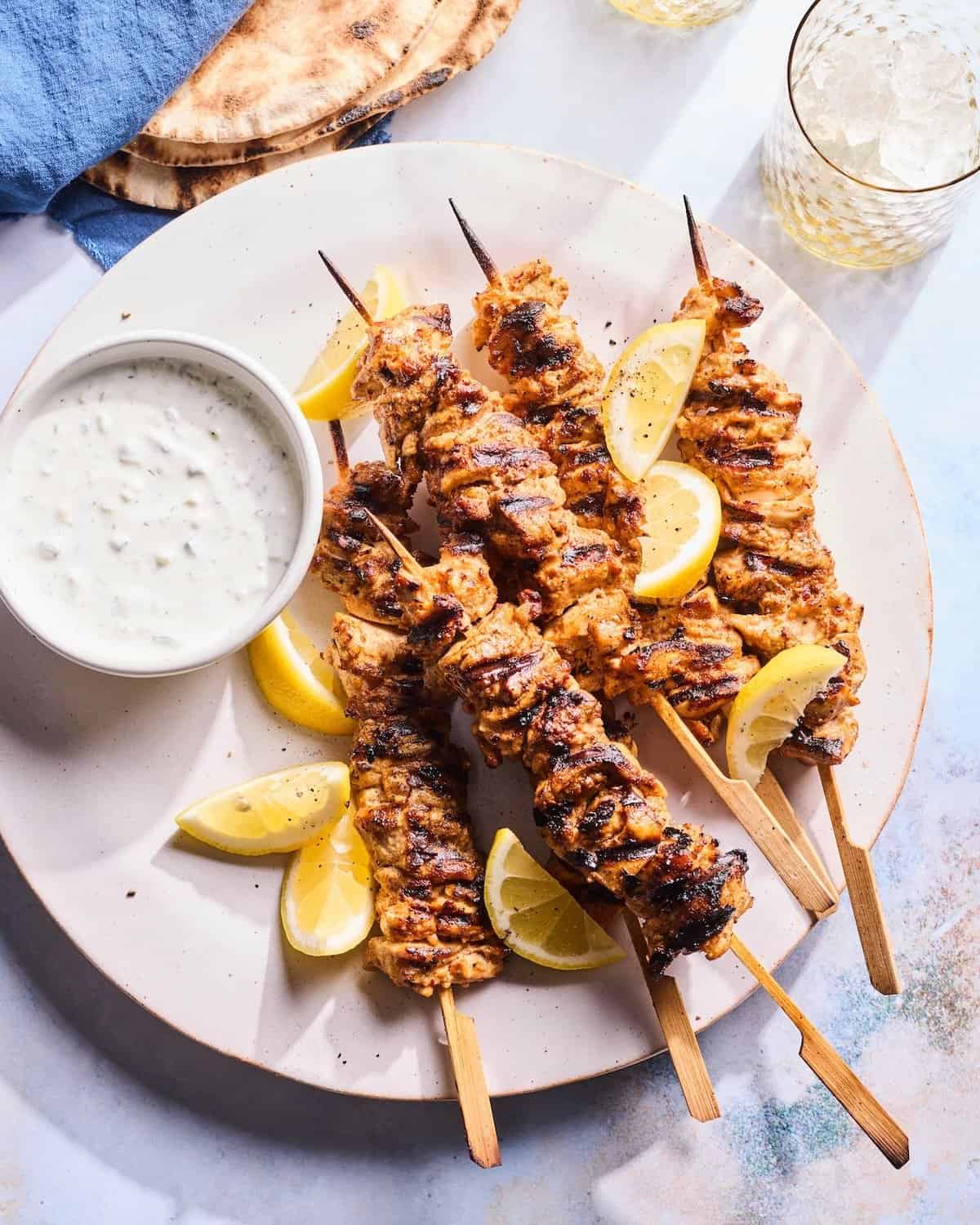 Grilled Citrus-Marinated Chicken Skewers with Herb Yogurt