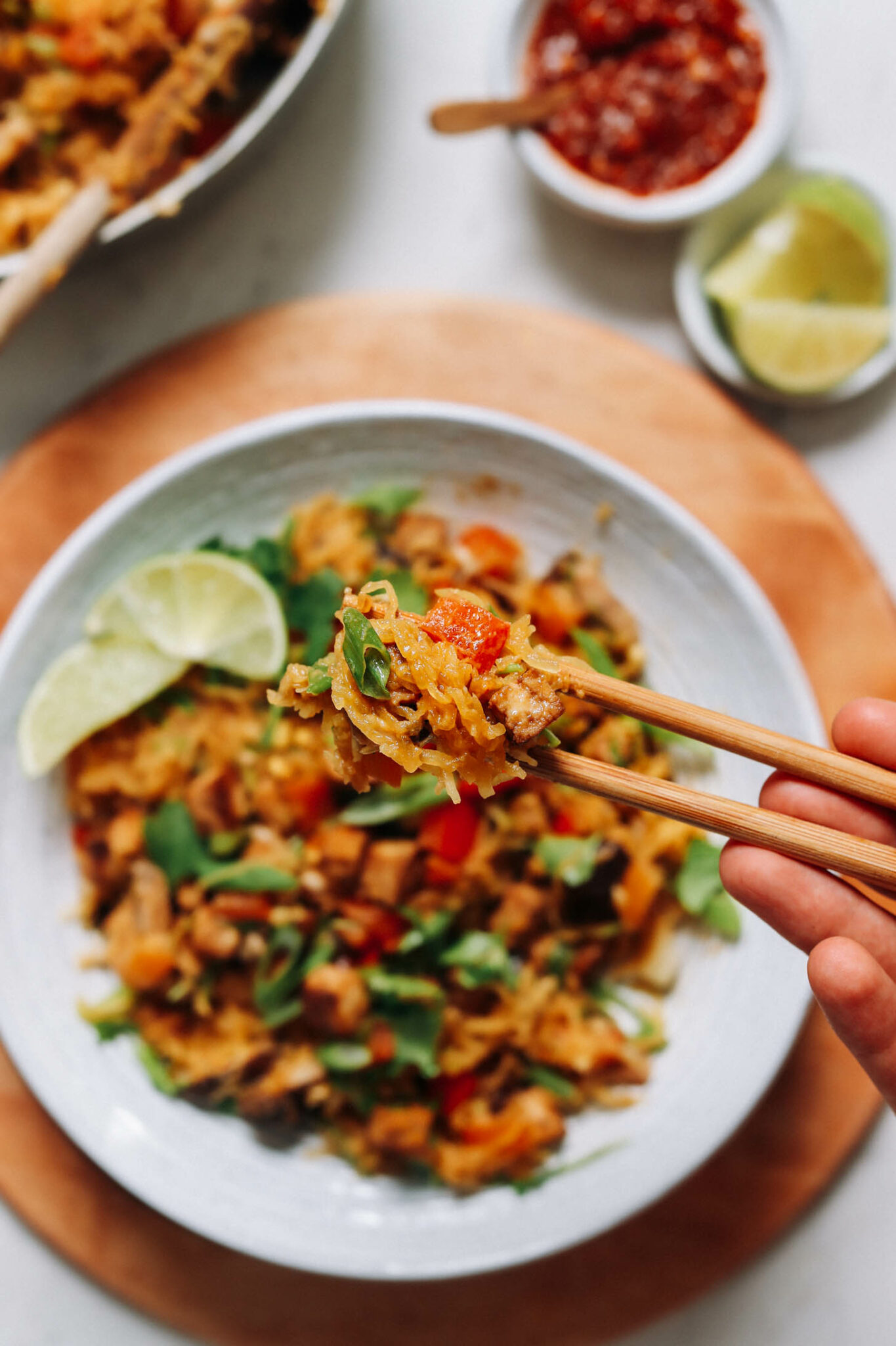 Spaghetti Squash Stir-Fry with Ginger and Turmeric Chicken