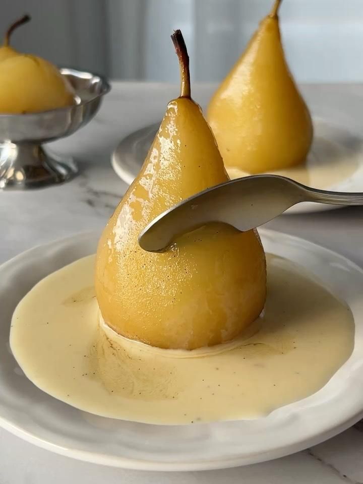 Vanilla and Ginger Poached Pears with Spiced Rum Syrup