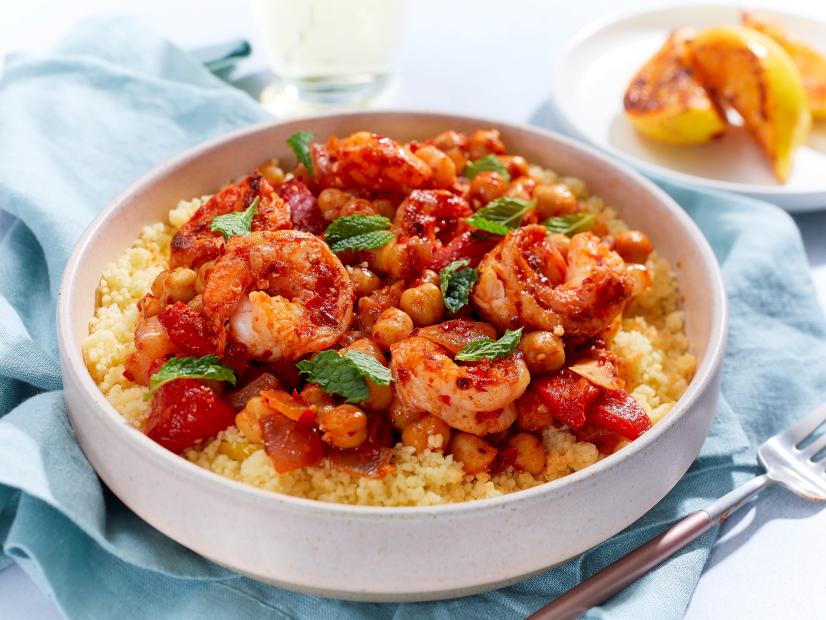 Sheet Pan Harissa-Spiced Shrimp with Chickpeas and Roasted Vegetables