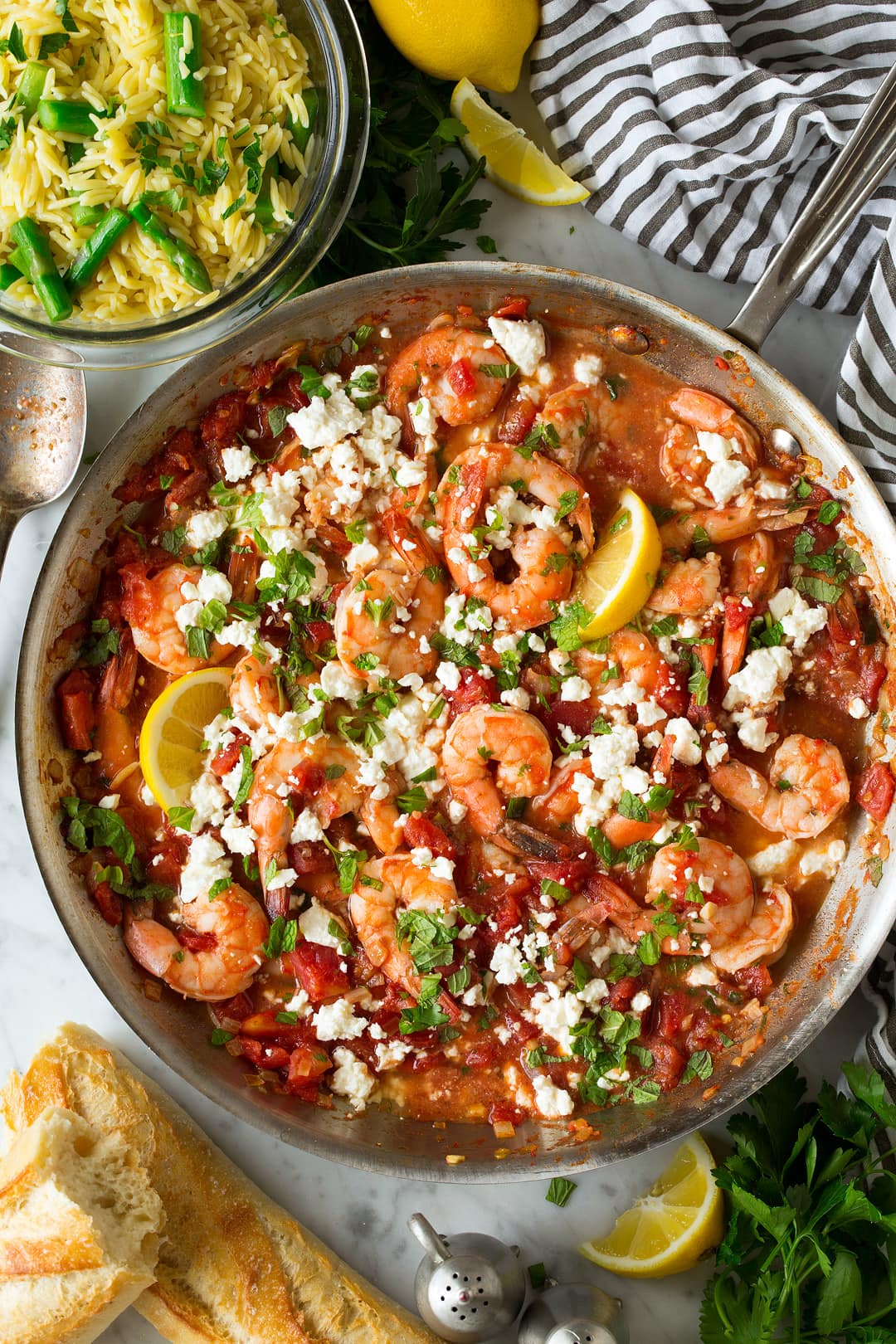 Skillet Sautéed Shrimp with Garlic, Tomato, and Feta