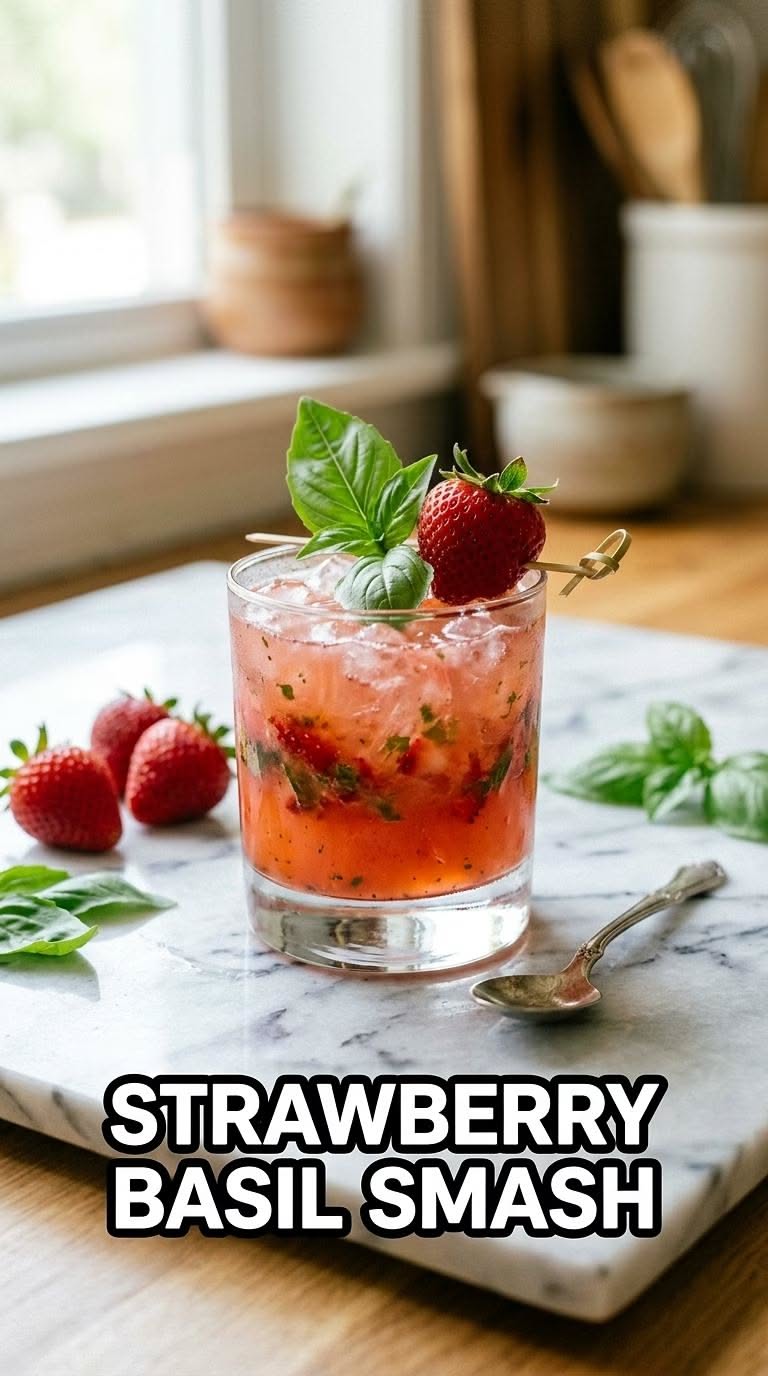 Muddled Basil and Strawberry Smash
