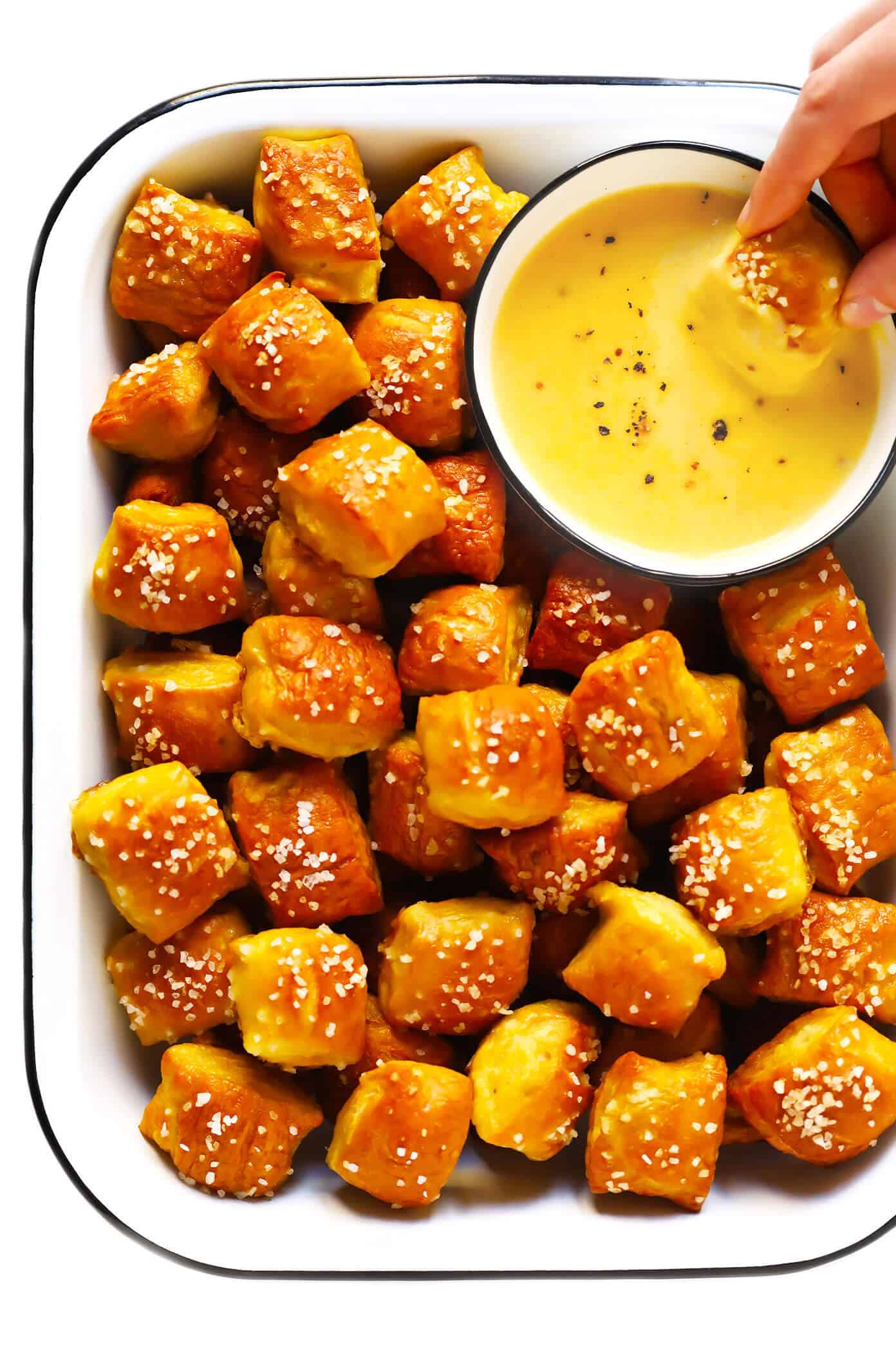 Oven-Roasted Soft Pretzel Bites with Mustard Dip