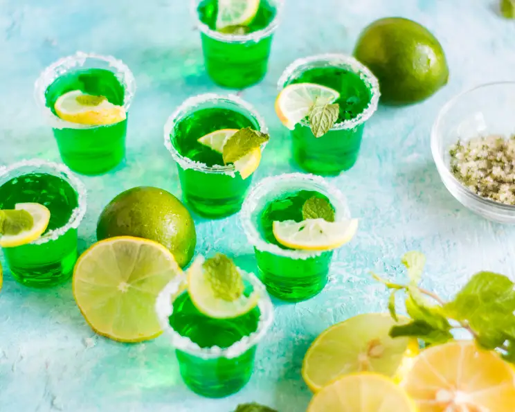 Sparkling Mojito Jello Shots with Fresh Mint