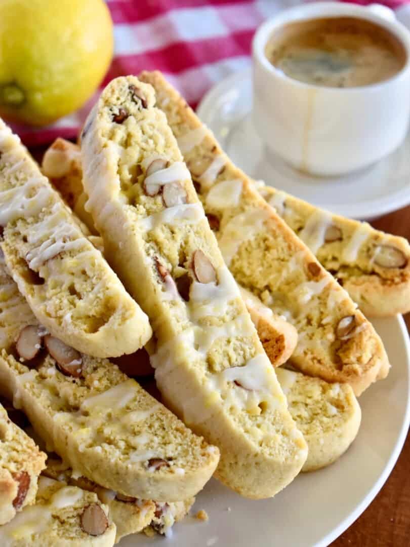 Lemon Almond Biscotti with Honey Glaze