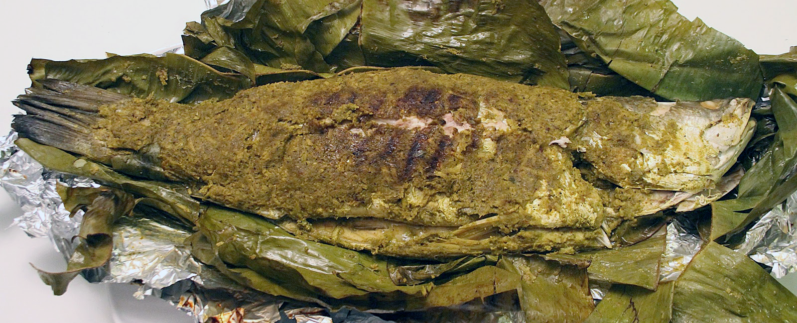 Barramundi Baked in Banana Leaves with Finger Lime Salsa