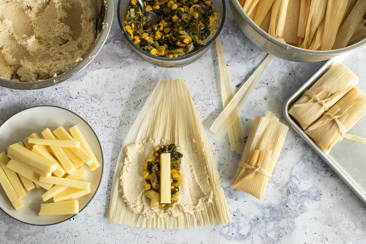 Andean Corn and Cheese Tamales with Huacatay Sauce