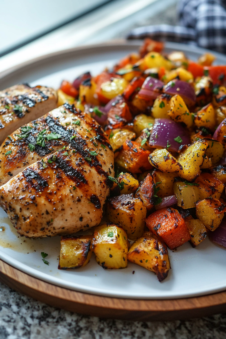 Grilled Citrus-Marinated Chicken with Roasted Vegetables