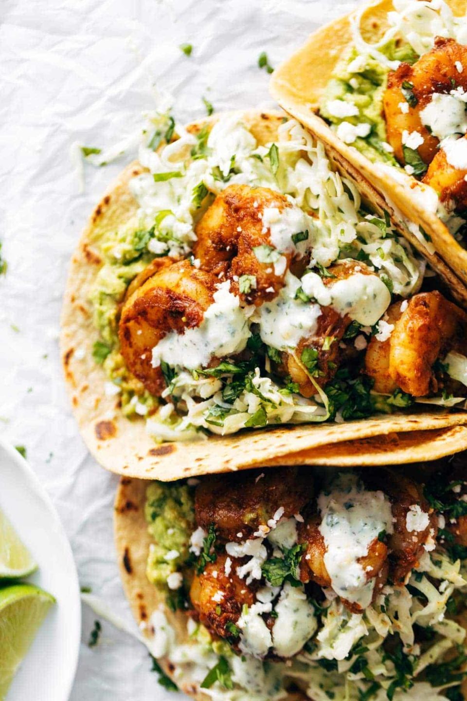 Grilled South Padre Island Shrimp Tacos with Cilantro Lime Slaw
