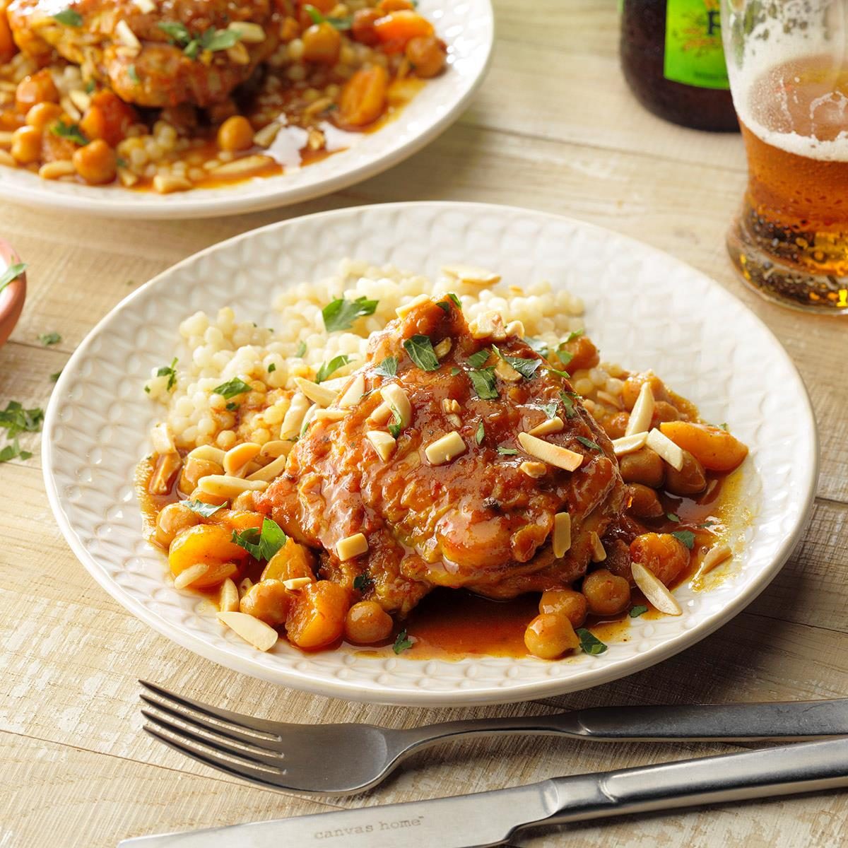Pan-Seared Chicken with Spiced Apricot and Almond Sauce
