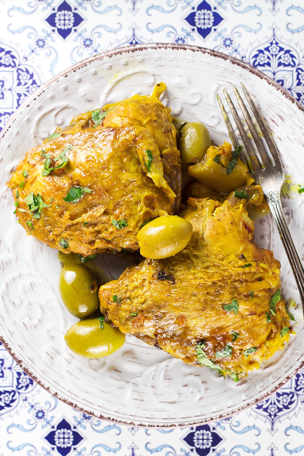 One-Pan Saffron Chicken with Lemon and Olives