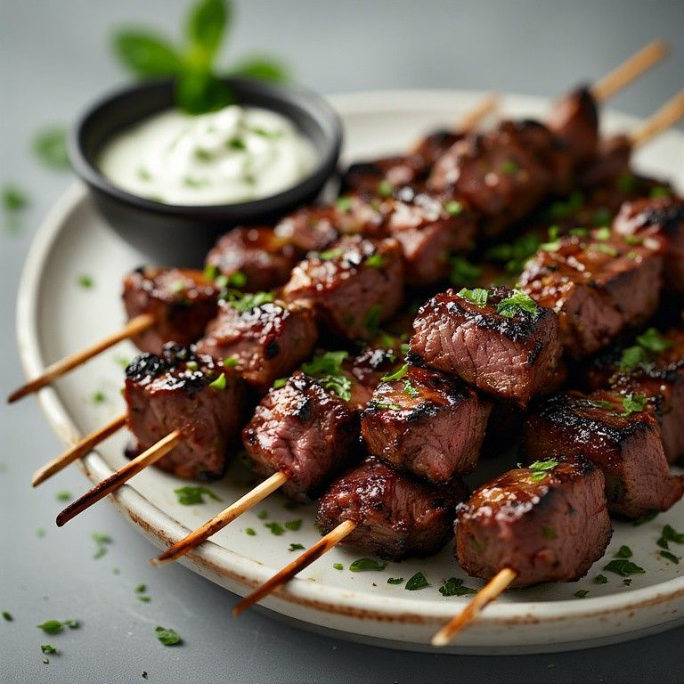 Tandoori-Spiced Grilled Lamb Kebabs with Mint Yogurt