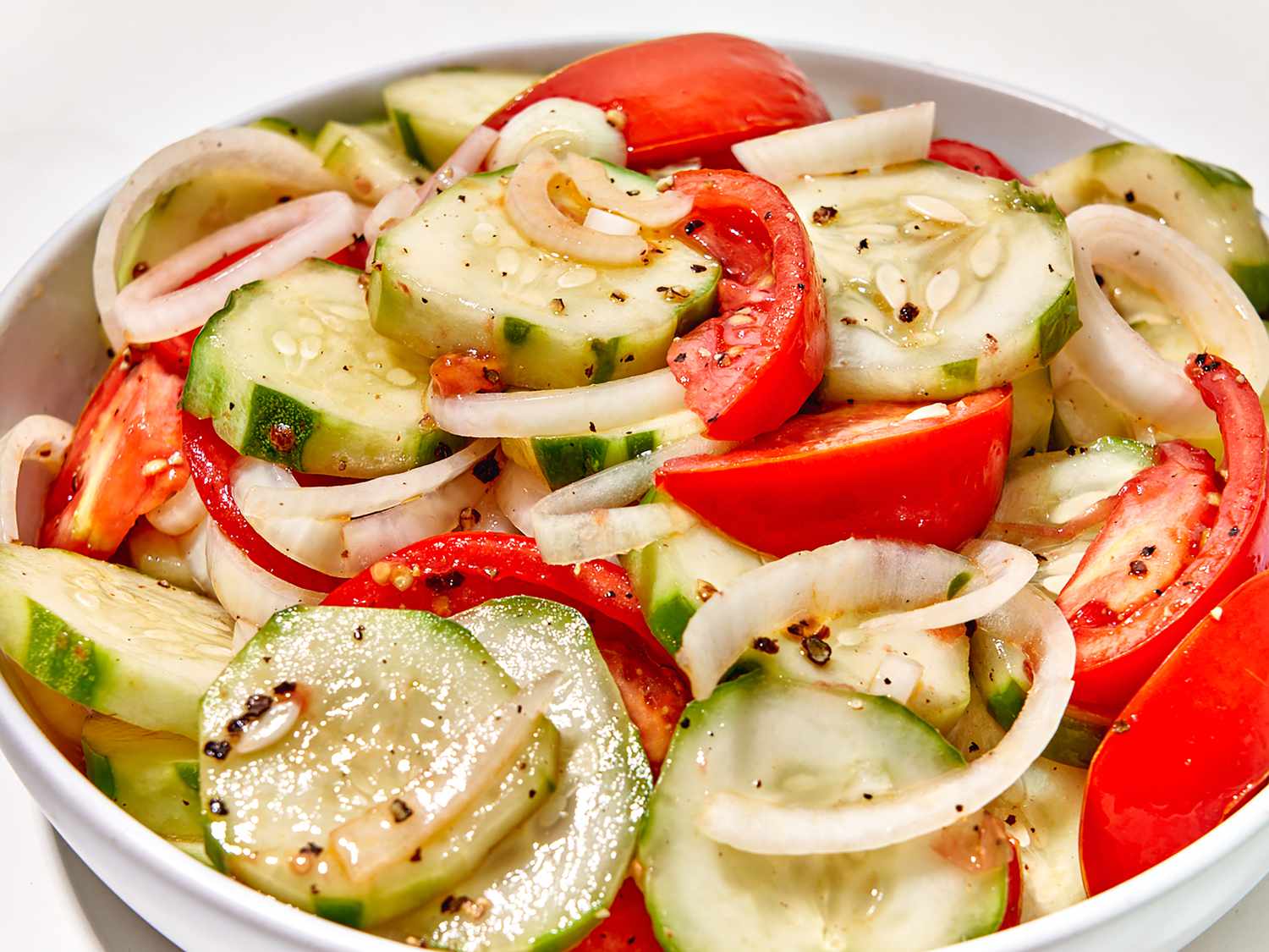 Vinegar-Marinated Cucumber and Red Pepper Salad