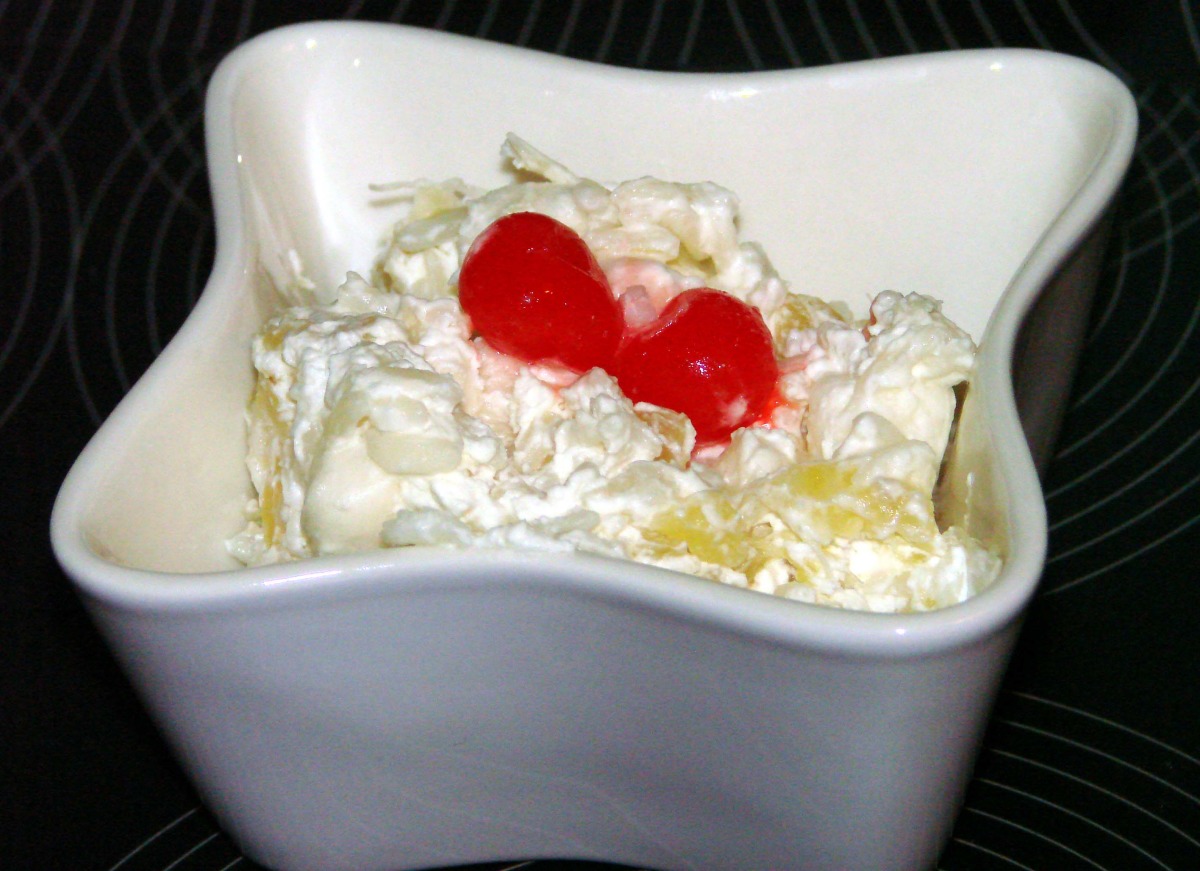 Glorified Rice Dessert Salad with Pineapple and Whipped Cream