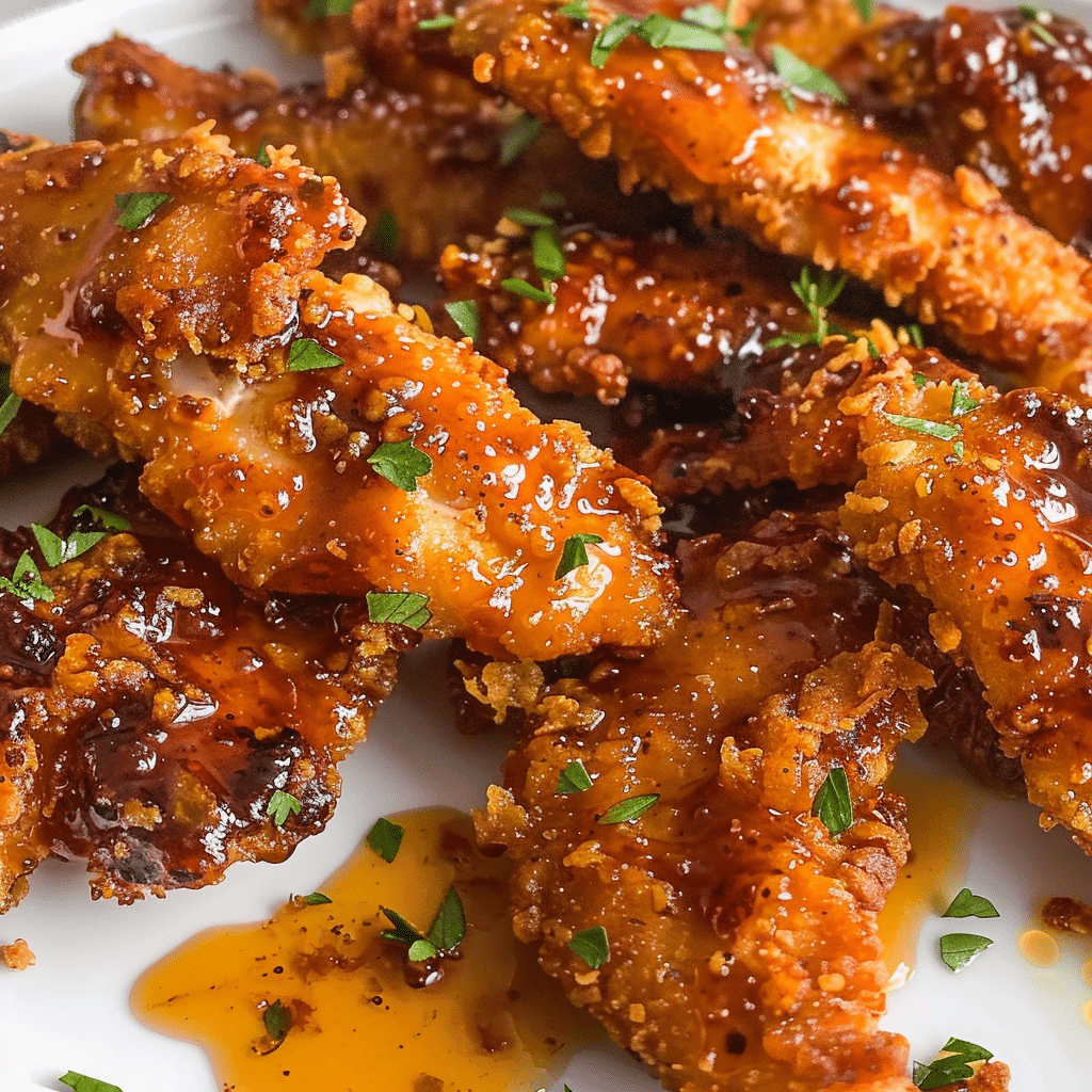 Crispy Honey-Glazed Chicken Tenders with Creamy Dill Dip