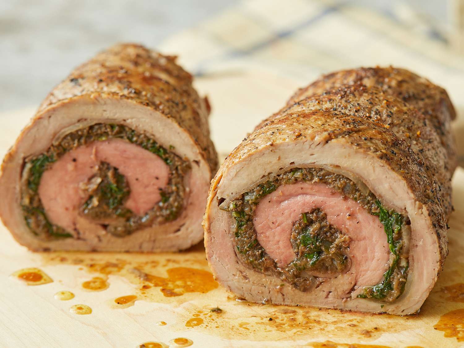 Cheese-Stuffed Pork Tenderloin with Garlic Butter Sauce