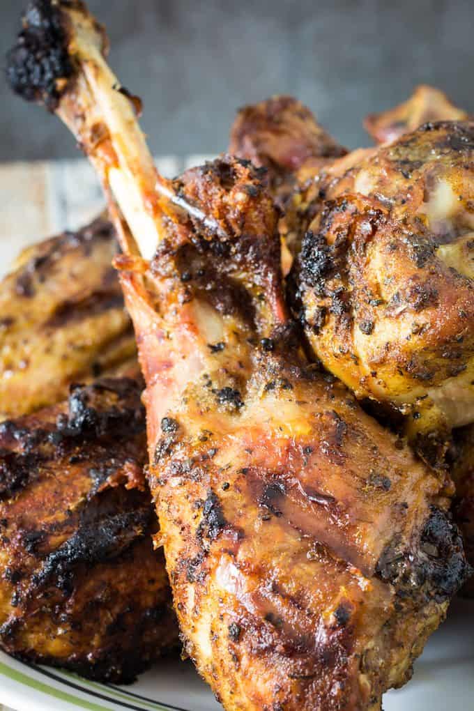 Grilled Smoked Turkey Legs with Spiced BBQ Glaze