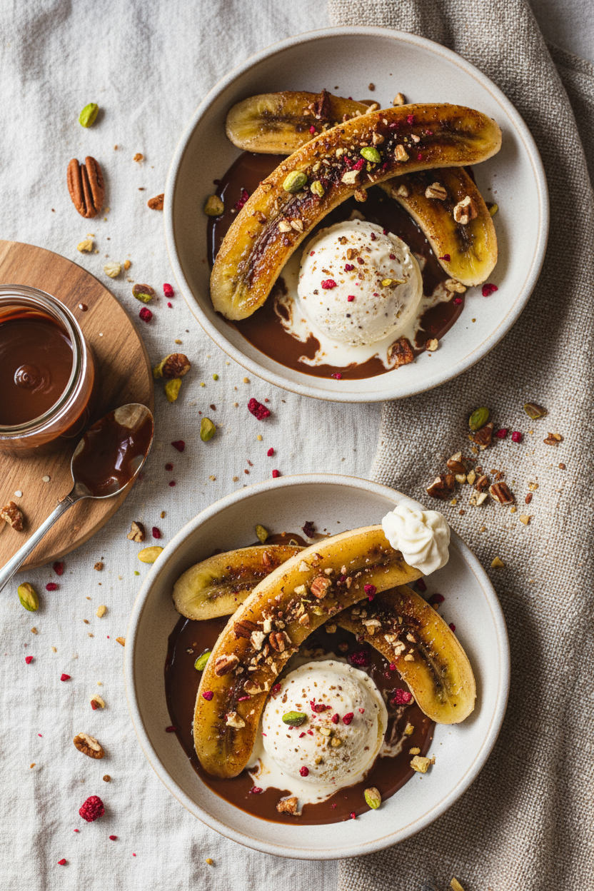 Pan-Seared Banana and Dark Chocolate Dessert for Two
