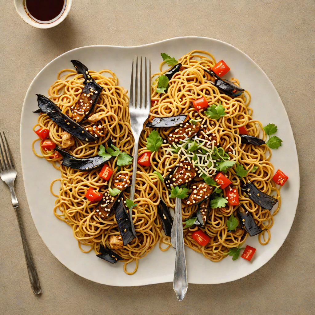 Half-Dose Miso-Glazed Eggplant Noodles