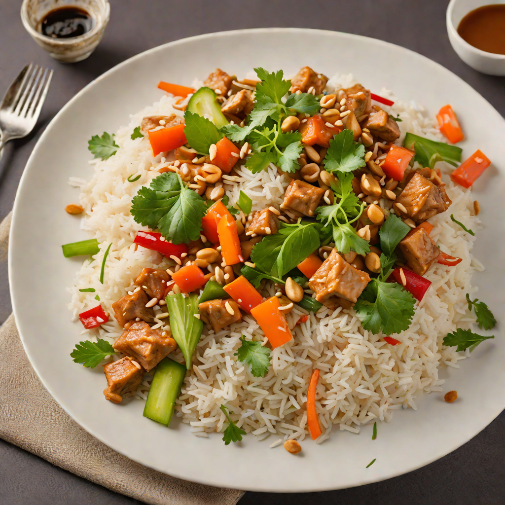 Vegetable Stir-Fry with Peanut Sauce and Jasmine Rice