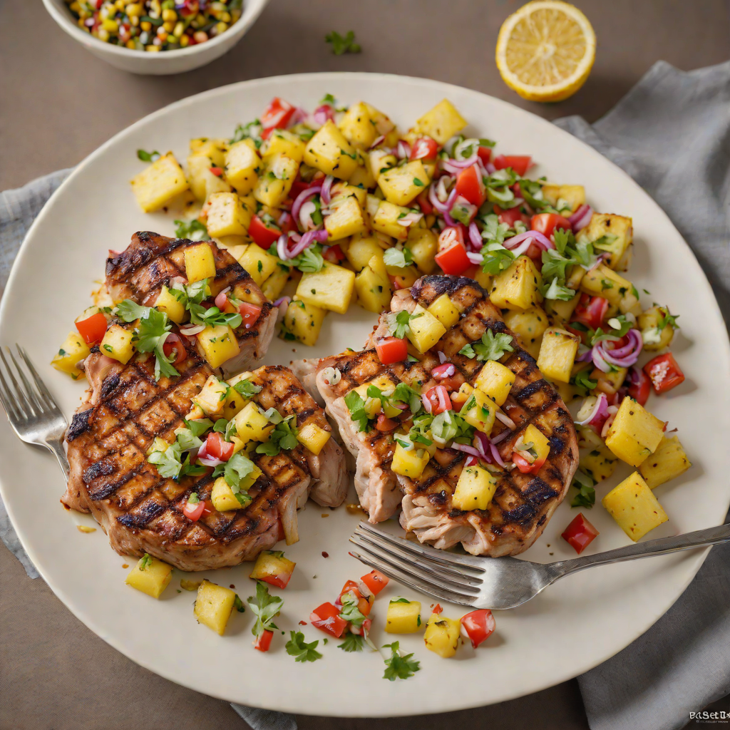 Grilled Mustard-Marinated Pork Chops with Charred Pineapple Salsa