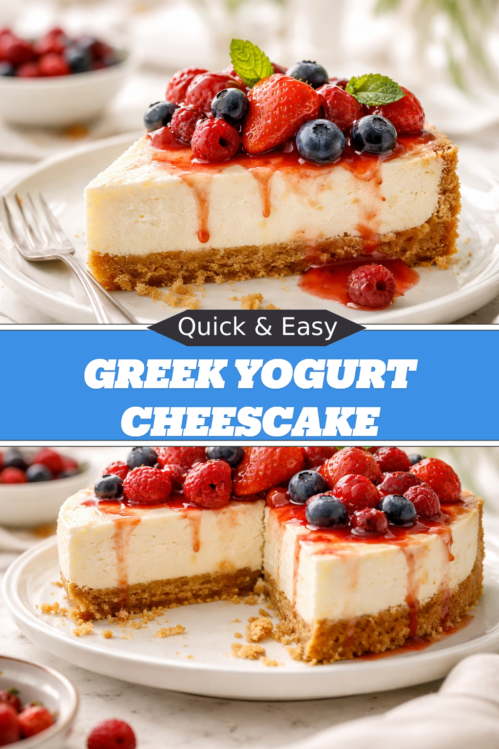 Oven-Baked Greek Yogurt Cheesecake with Fresh Berries