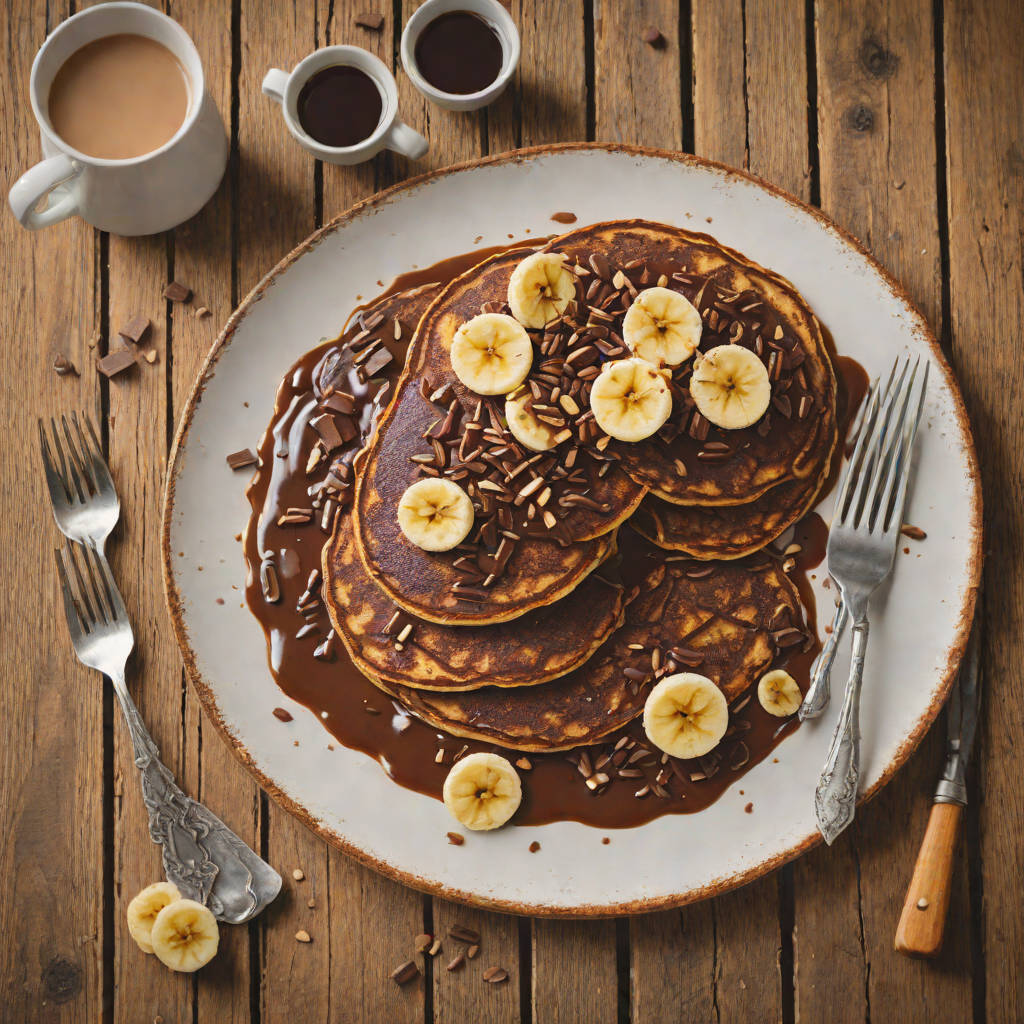 Pan-Seared Chocolate Banana Pancake for Two