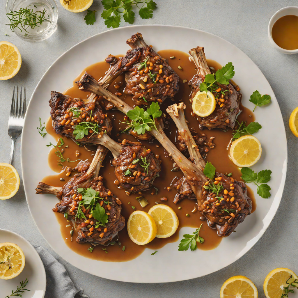 Slow-Cooked Lamb Shanks with Lemon Aspen and Wattleseed