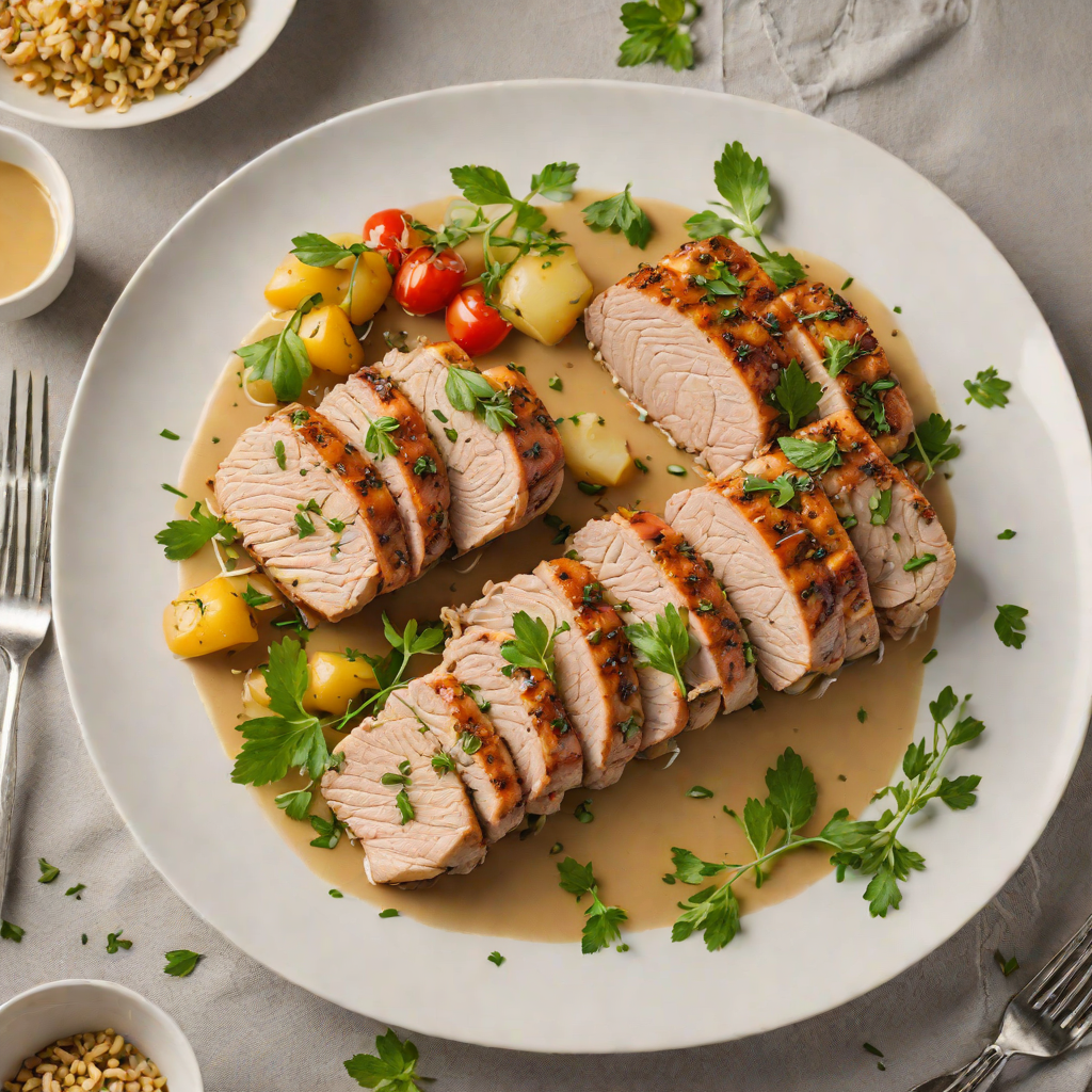 Italian Herb-Roasted Pork Tenderloin with Garlic Pan Sauce