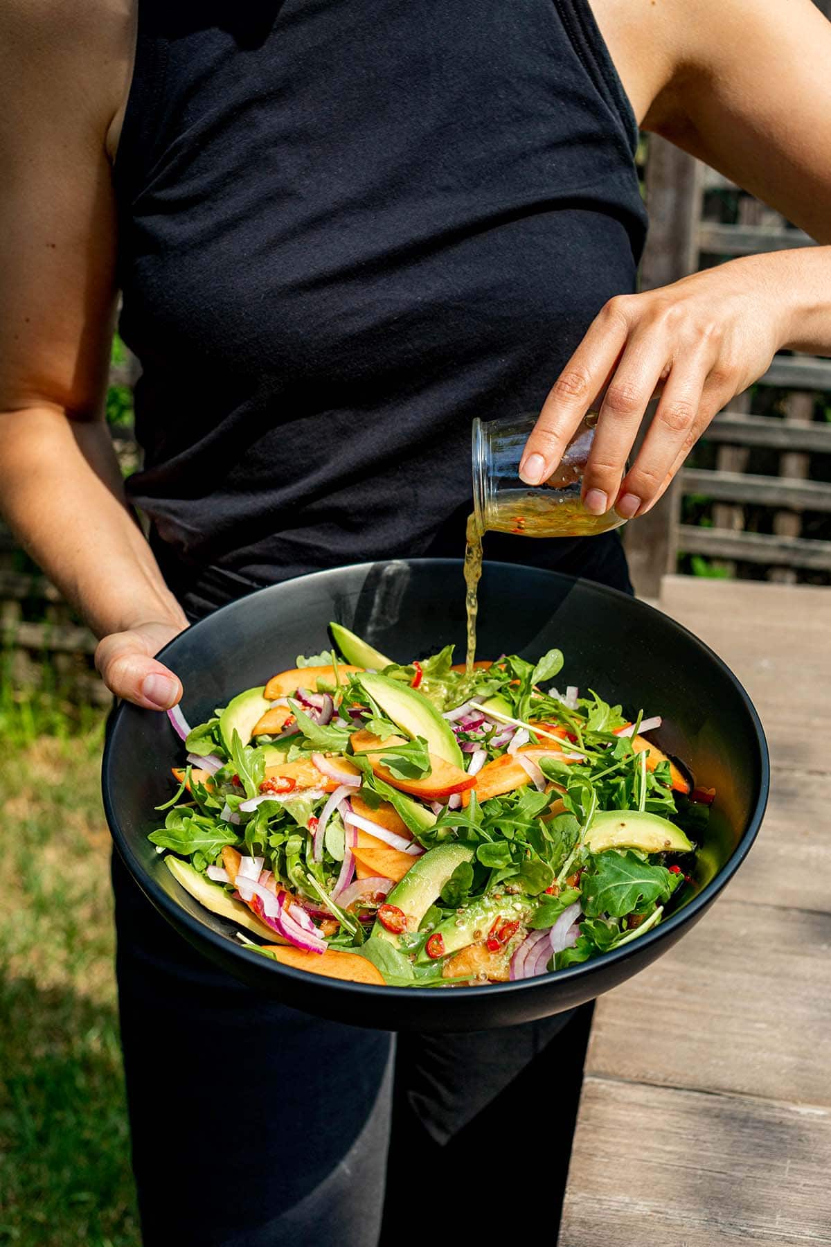 Viburnum-Infused Peach & Arugula Salad
