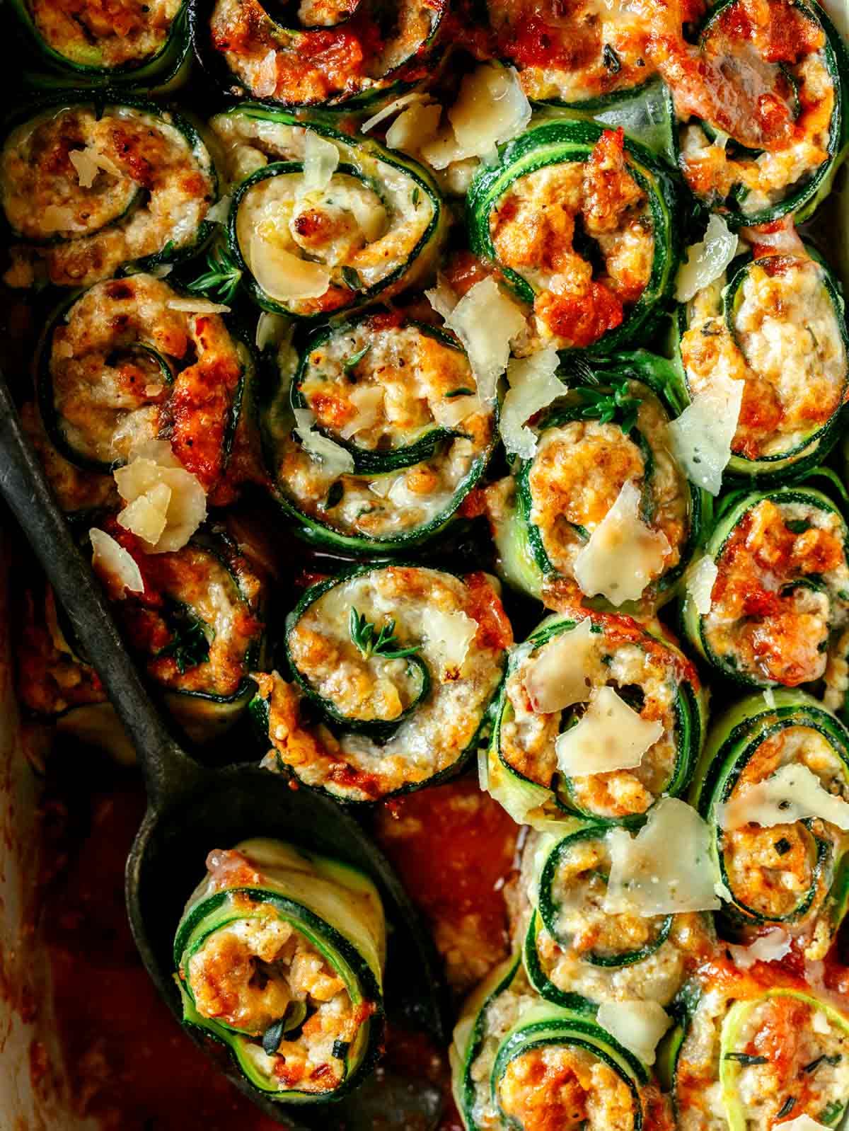 Baked Italian-Style Zucchini and Ricotta Lasagna Roll-Ups