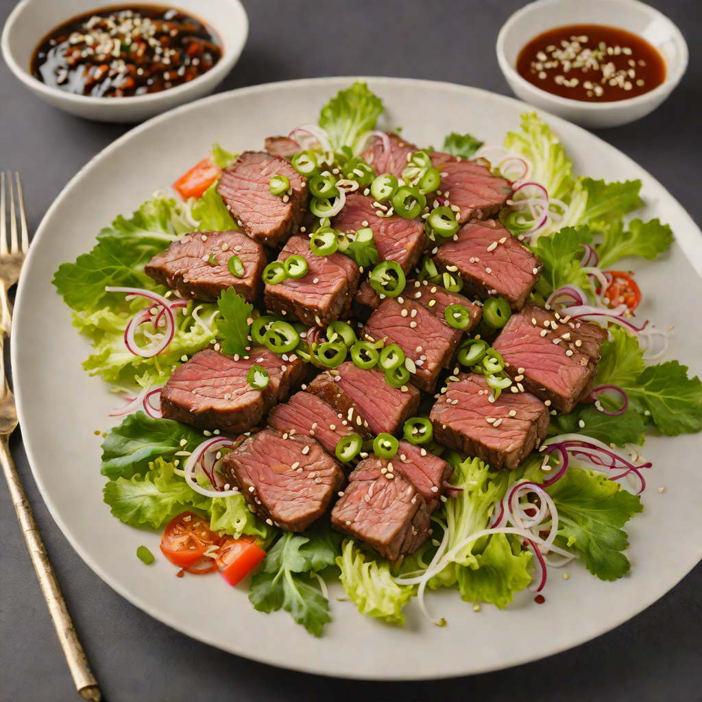Korean BBQ-Style Marinated Beef with Scallion Sesame Salad