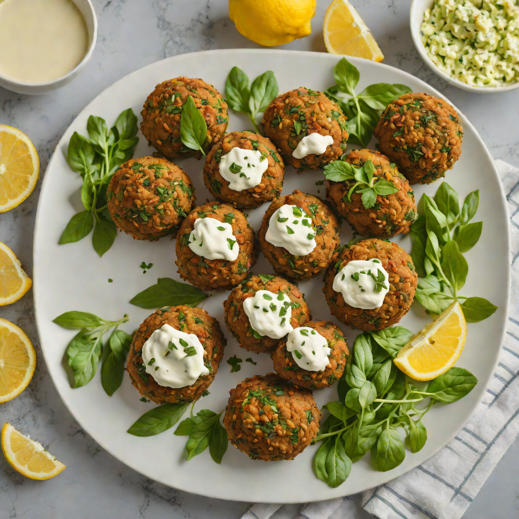 Spinach and Feta Falafel with Lemon-Dill Yogurt Dip