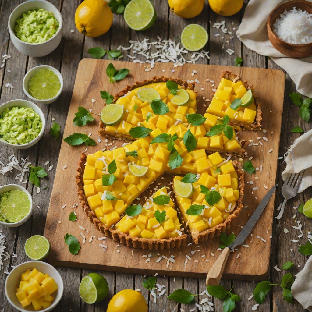 No-Bake Coconut Mango Tart with Lime Glaze