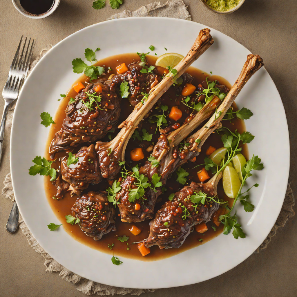 Slow-Cooked Lamb Shanks Braised with Finger Lime and Wattleseed