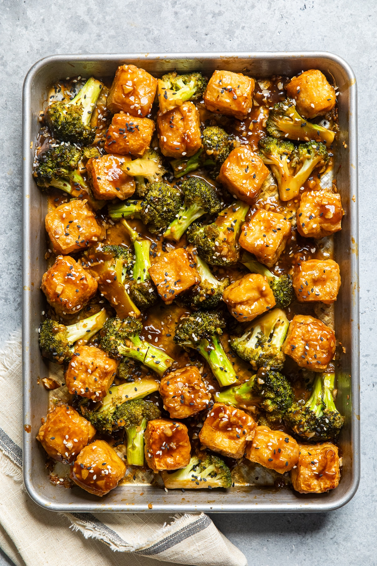 Crisp Sheet Pan Tofu with Broccoli and Spicy Peanut Sauce