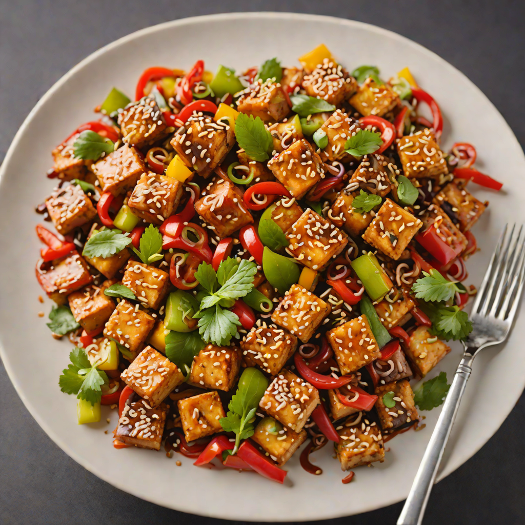 Crispy Tofu Stir-Fry with Bell Peppers and Garlic-Soy Glaze