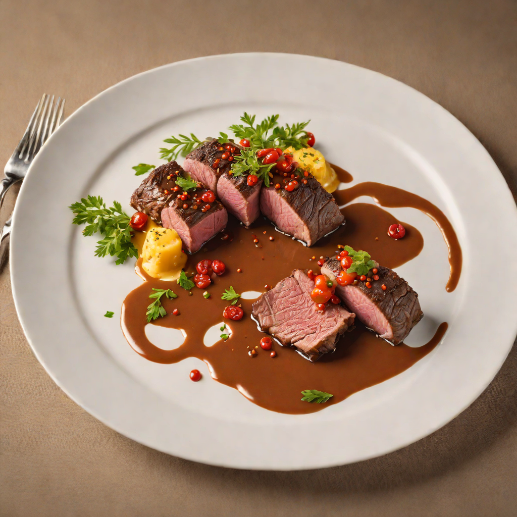 Slow-Roasted Kangaroo Loin with Wattleseed Pepper Sauce