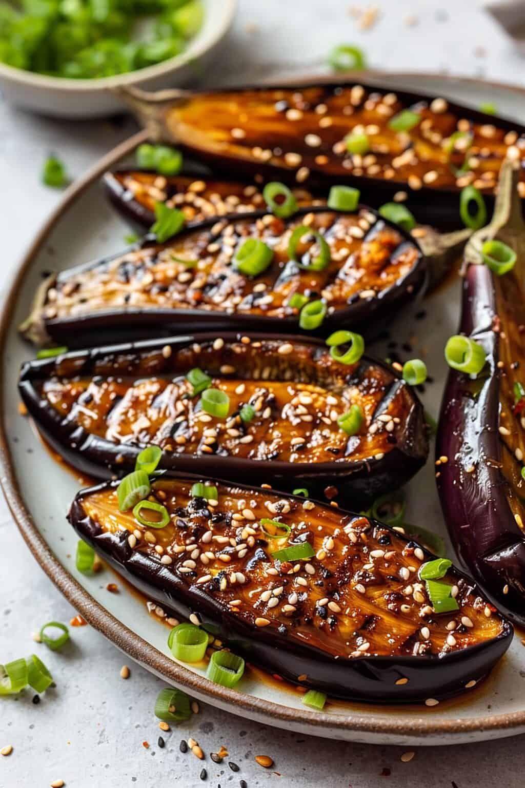 Miso-Glazed Eggplant Donburi with Toasted Sesame Seeds