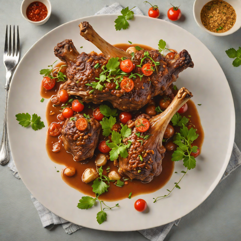 Slow-Cooked Lamb Shank with Bush Tomato and Garlic