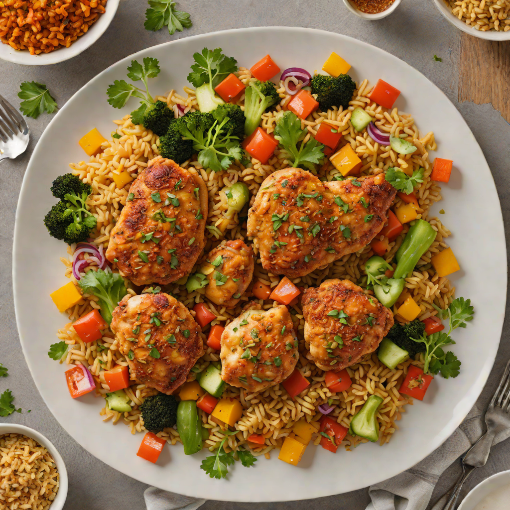 Sheet Pan Jollof-Style Spiced Chicken with Vegetables