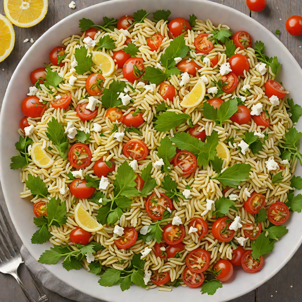 Cold Lemon-Dill Orzo Salad with Feta and Cherry Tomatoes
